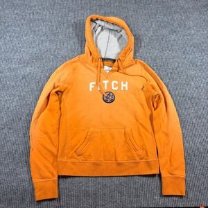 Vintage Abercrombie & Fitch Hoodie Women's M Orange Logo Patch Faded